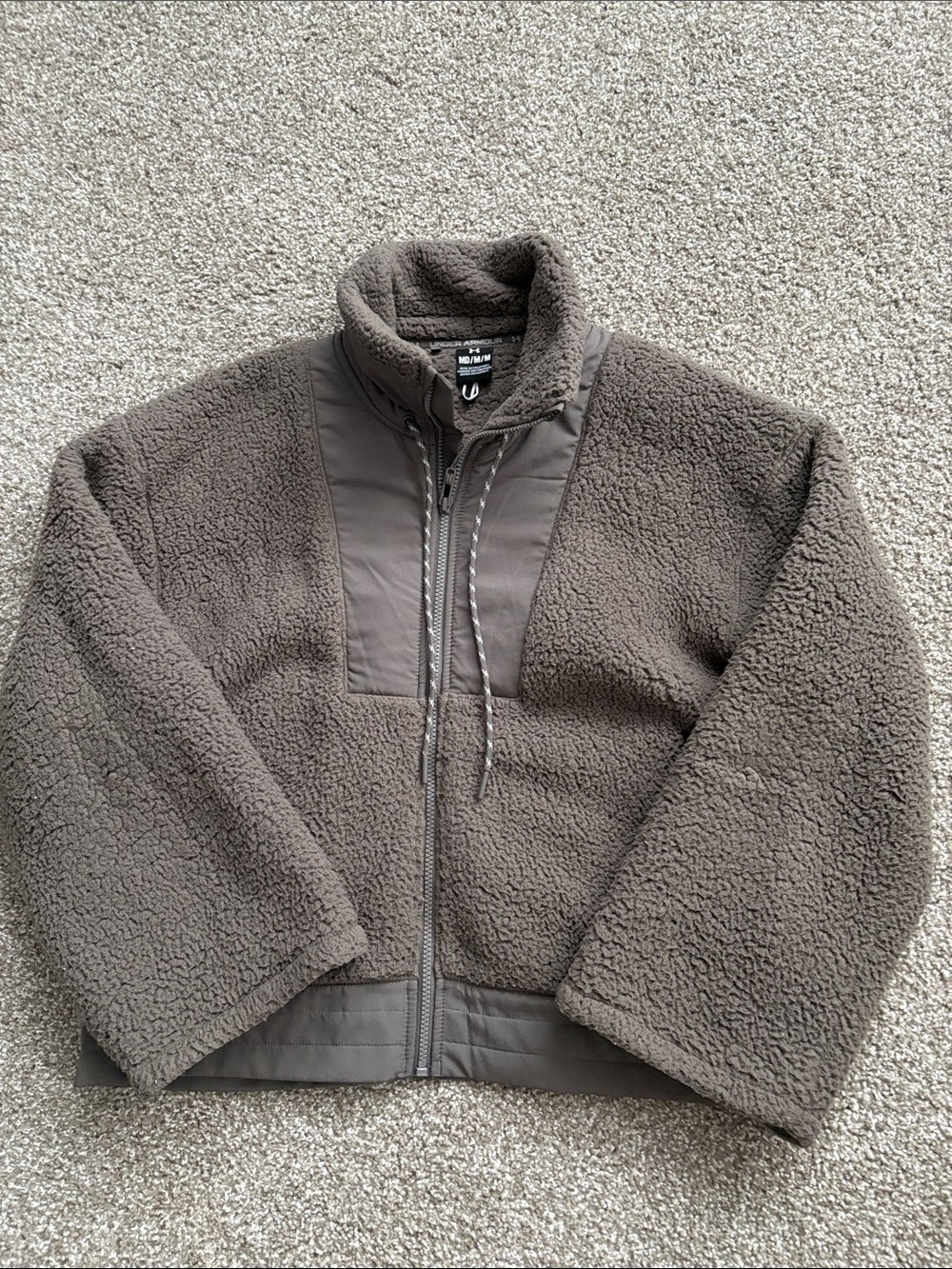 Under Armour Sherpa Fleece Zip Jacket in Taupe Brown